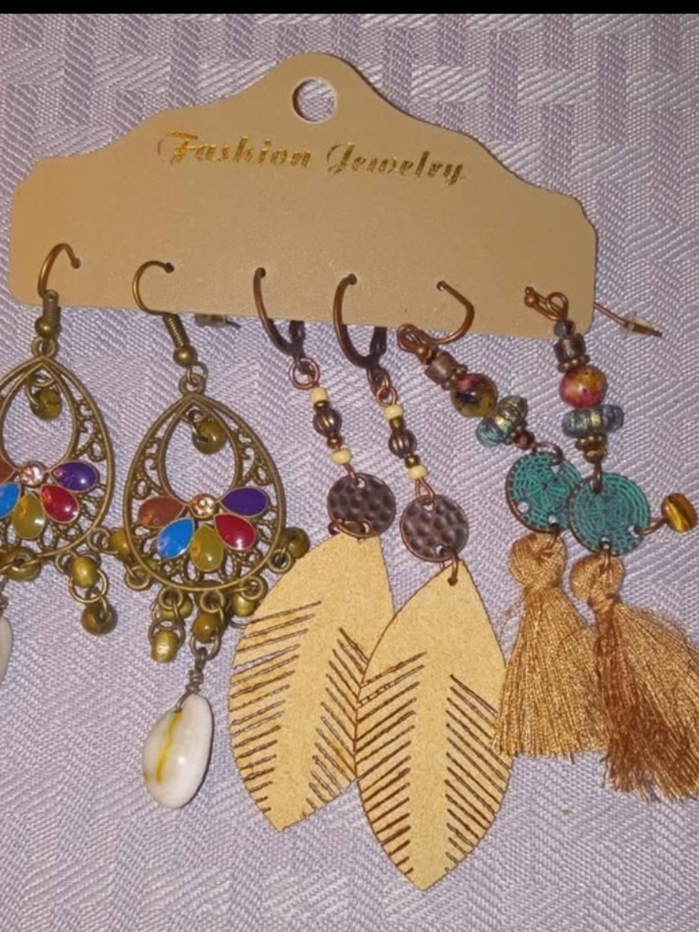 Assorted Dangling Earrings Gold Multicolor Like New